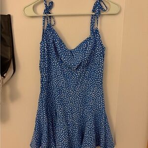 Blue and White Polka Dot Dress